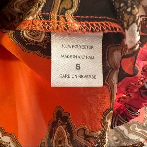 New York & Company Cold Shoulder 70’s Throwback Orange Top Bell Sleeves Womens S - Picture 4 of 5